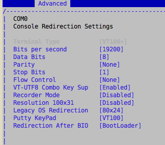 Console Redirection BIOS