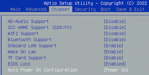 BIOS Chipset Tab