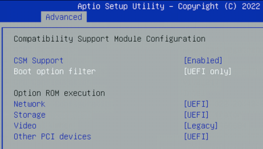 BIOS UEFI/Legacy Boot