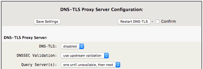 DNS-TLS Default Configuration