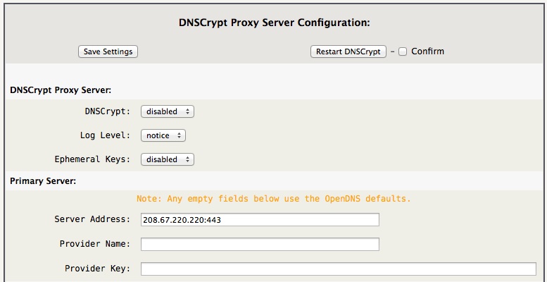 opendns dnscrypt disabled