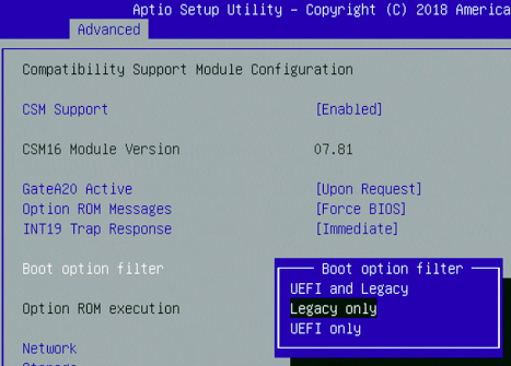 BIOS Legacy Boot