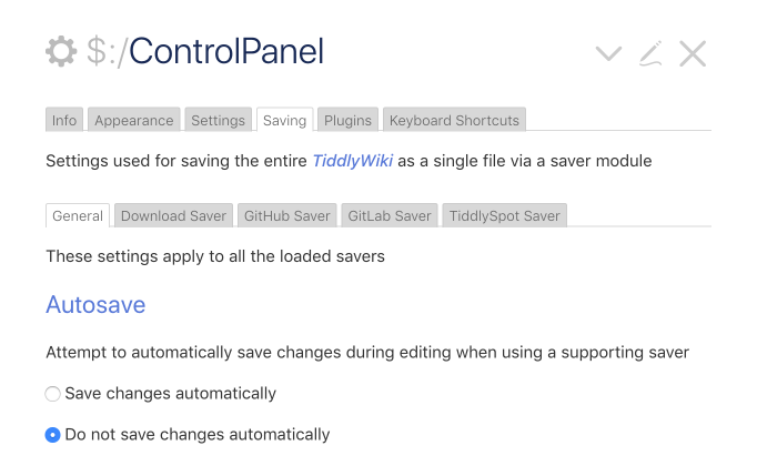 TiddlyWiki Autosave